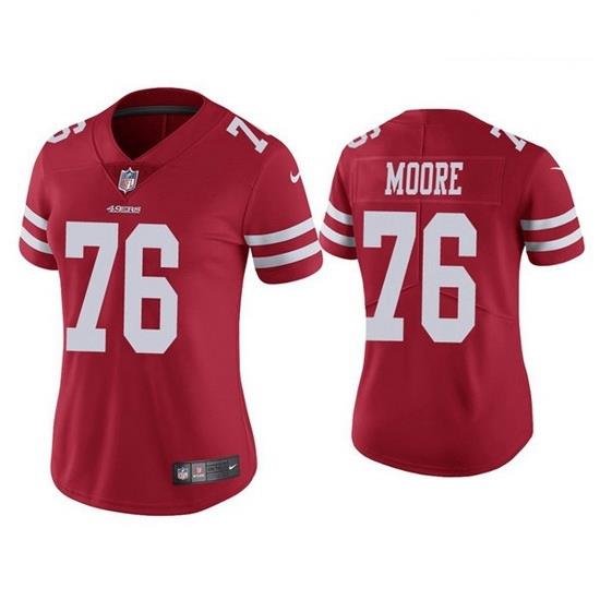 Women San Francisco 49ers 76 Jaylon Moore Red Jersey