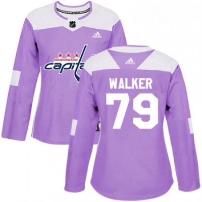 Womens Adidas Washington Capitals 79 Nathan Walker Authentic Purple Fights Cancer Practice NHL Jersey