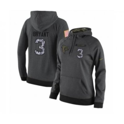 Football Womens Atlanta Falcons 3 Matt Bryant Stitched Black Anthracite Salute to Service Player Performance Hoodie