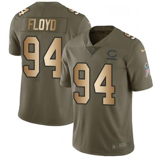 Mens Nike Chicago Bears 94 Leonard Floyd Limited OliveGold Salute to Service NFL Jersey