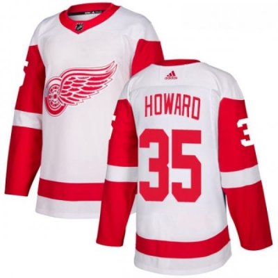 Womens Adidas Detroit Red Wings 35 Jimmy Howard Authentic White Away NHL Jersey