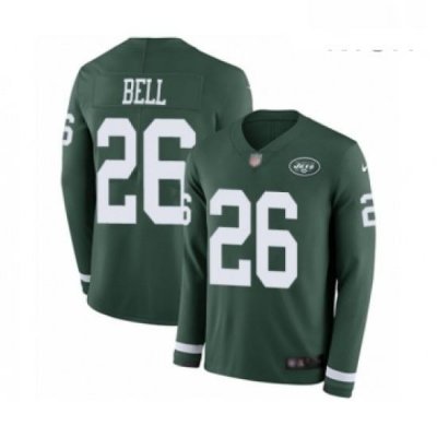 Mens NeW York Jets 26 Le Veon Bell Limited Green Therma Long Sleeve Football Jersey