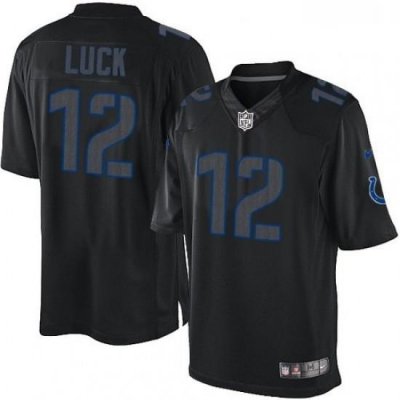 Youth Nike Indianapolis Colts 12 Andrew Luck Limited Black Impact NFL Jersey