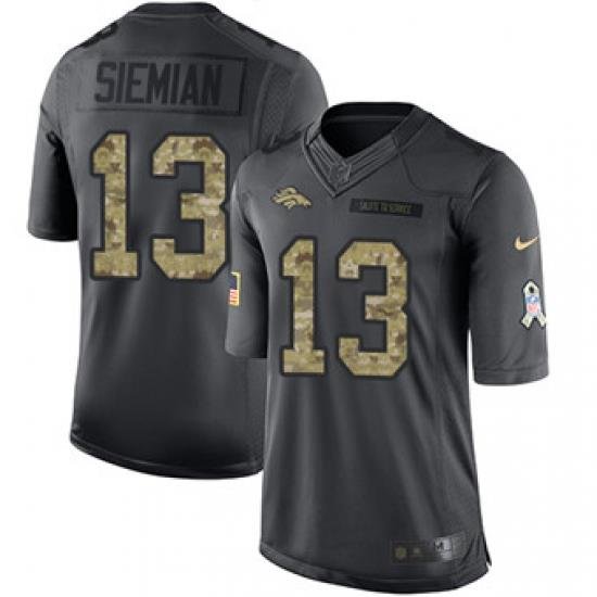 Nike Broncos #13 Trevor Siemian Black Mens Stitched NFL Limited 2016 Salute to Service Jersey