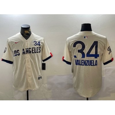 Los Angeles Dodgers 34 Fernando Valenzuela Authentic Collection Stitched MLB Jersey 1