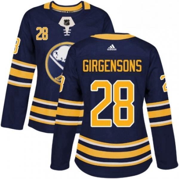 Womens Adidas Buffalo Sabres 28 Zemgus Girgensons Premier Navy Blue Home NHL Jersey