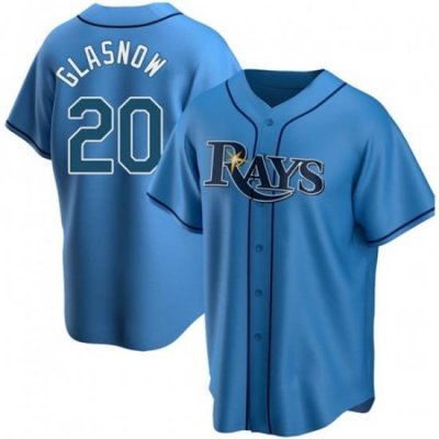 Men Tampa Bay Rays 20 Tyler GlasnoW Blue Cool Base Stitched Baseball Jersey