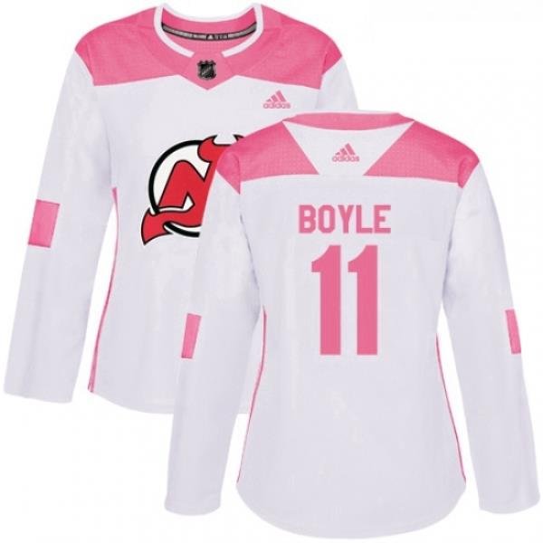 Womens Adidas New Jersey Devils 11 Brian Boyle Authentic WhitePink Fashion NHL Jersey