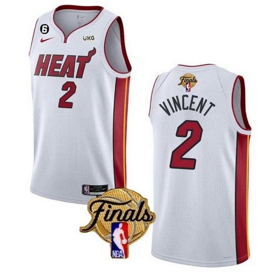 Men Miami Heat 2 Gabe Vincent White 2023 Finals Association Edition With NO 6 Patch Stitched Basketball Jersey