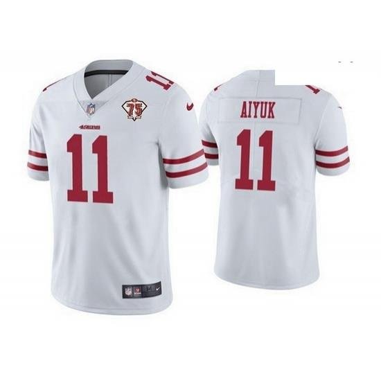 Men Nike San Francisco 49ers 11 Brandon Aiyuk White 75th Anniversary Vapor Untouchable Limited Jersey