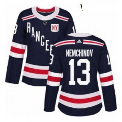 Womens Adidas New York Rangers 13 Sergei Nemchinov Authentic Navy Blue 2018 Winter Classic NHL Jersey