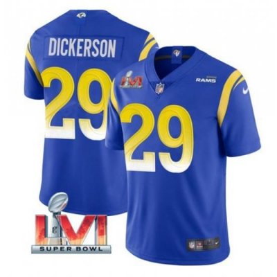 Nike Los Angeles Rams 29 Eric Dickerson Royal 2022 Super Bowl LVI Vapor Limited Jersey