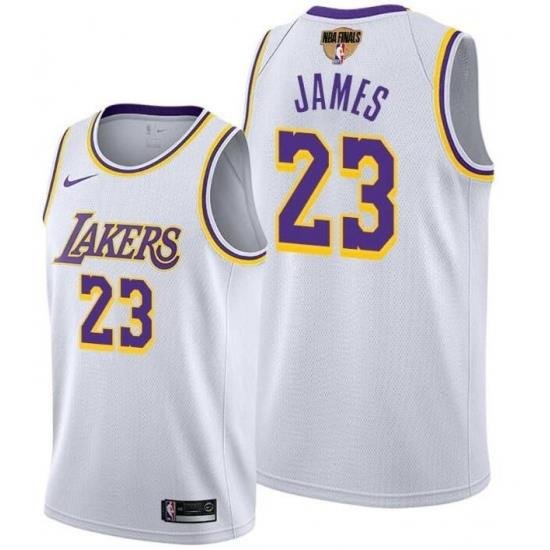 Men's Los Angeles Lakers #23 LeBron James White 2020 Finals Stitched NBA Jersey