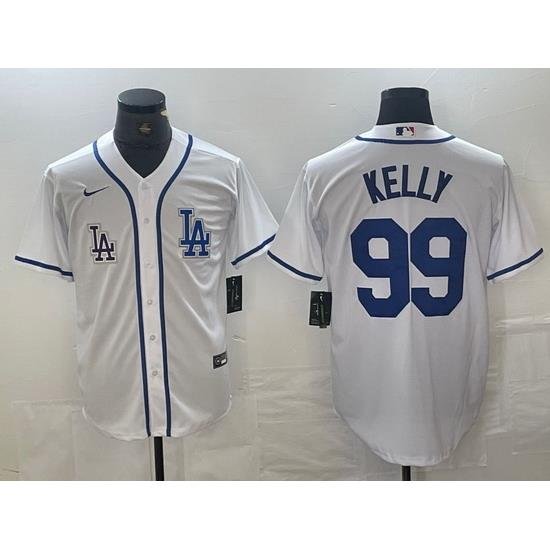 Men Los Angeles Dodgers 99 Joe Kelly White City Connect Cool Base Stitched Baseball Jersey 1