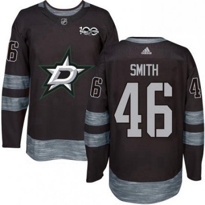 Mens Adidas Dallas Stars 46 Gemel Smith Authentic Black 1917 2017 100th Anniversary NHL Jersey