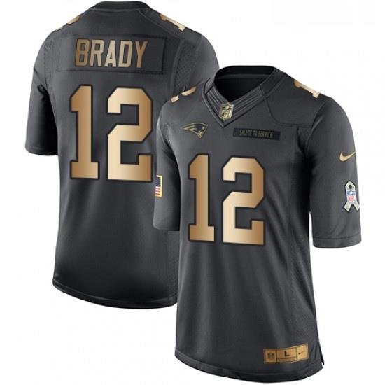 Youth Nike New England Patriots 12 Tom Brady Limited BlackGold Salute to Service NFL Jersey