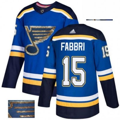 Mens Adidas St Louis Blues 15 Robby Fabbri Authentic Royal Blue Fashion Gold NHL Jersey