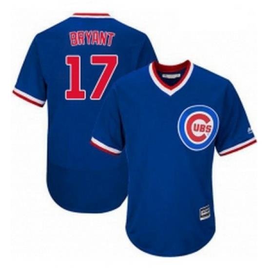 Mens Majestic Chicago Cubs 17 Kris Bryant Royal Blue Flexbase Authentic Collection Cooperstown MLB Jersey