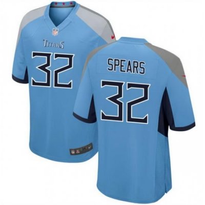 Men Tennessee Titans 32 Tyjae Spears Light Blue Stitched Game Football Jersey