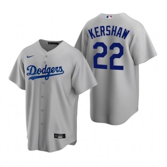 Mens Nike Los Angeles Dodgers 22 Clayton Kershaw Gray Alternate Stitched Baseball Jerse