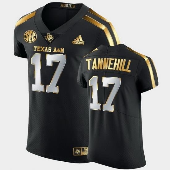 Men Texas A&M Aggies Ryan Tannehill Golden Edition Black Authentic Jersey