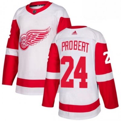 Mens Adidas Detroit Red Wings 24 Bob Probert Authentic White Away NHL Jersey