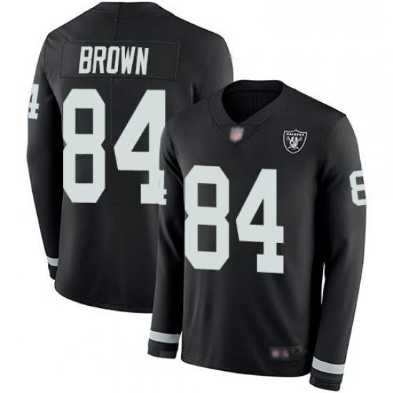 Mens Antonio Brown Limited Black Jersey Oakland Raiders Football 84 Jersey Therma Long Sleeve