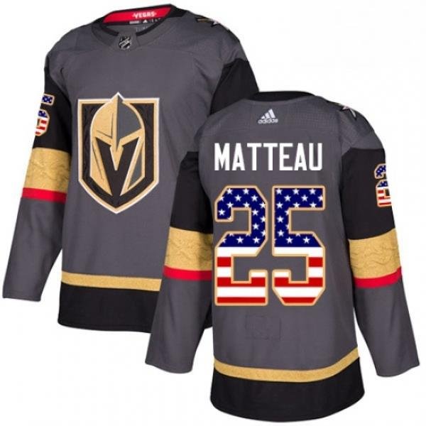 Youth Adidas Vegas Golden Knights 25 Stefan Matteau Authentic Gray USA Flag Fashion NHL Jersey