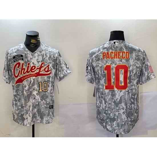 Men Kansas City Chiefs 10 Isiah Pacheco 2024 Arctic Camo Salute To Service Stitched Baseball Jersey 1