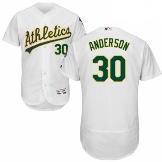 Mens Majestic Oakland Athletics 30 Brett Anderson White Home Flex Base Authentic Collection MLB Jersey