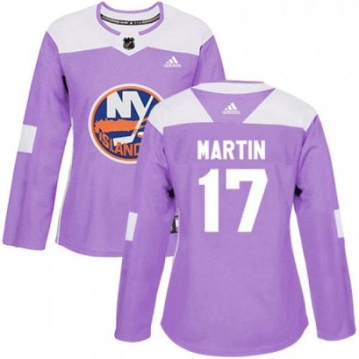 Womens Adidas New York Islanders 17 Matt Martin Authentic Purple Fights Cancer Practice NHL Jersey