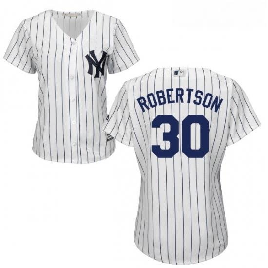 Womens Majestic New York Yankees 30 David Robertson Replica White Home MLB Jersey