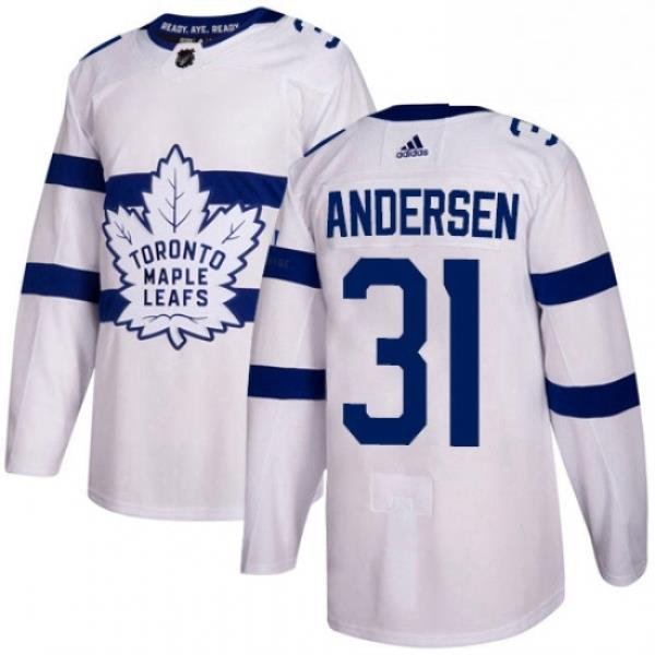 Youth Adidas Toronto Maple Leafs 31 Frederik Andersen Authentic White 2018 Stadium Series NHL Jersey