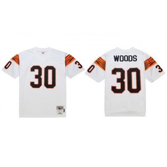 Men Cincinnati Bengals 30 Ickey Woods White 1988 Stitched Jersey