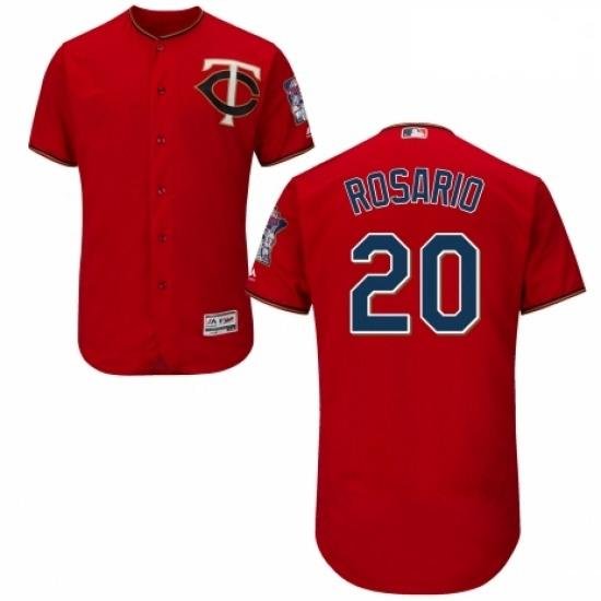 Mens Majestic Minnesota Twins 20 Eddie Rosario Authentic Scarlet Alternate Flex Base Authentic Collection MLB Jersey