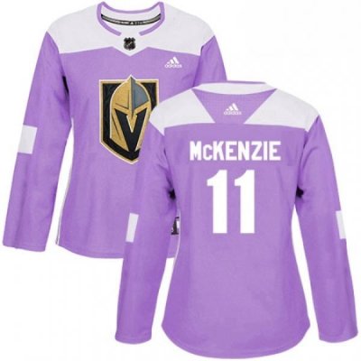 Womens Adidas Vegas Golden Knights 11 Curtis McKenzie Authentic Purple Fights Cancer Practice NHL Jersey