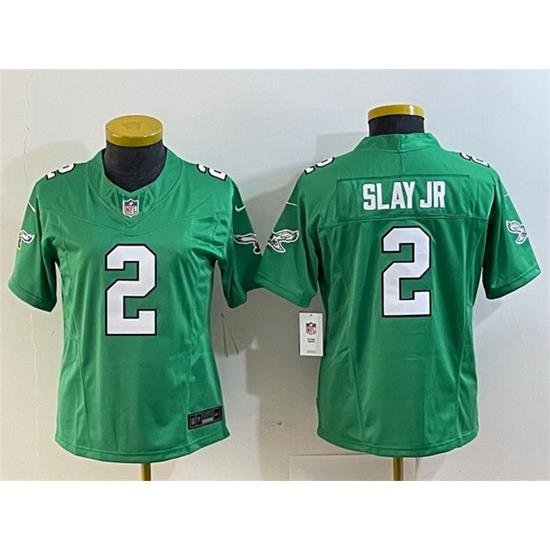 Women Philadelphia Eagles 2 Darius Slay JR Green 2023 F U S E  Stitched Football Jersey  Run Small