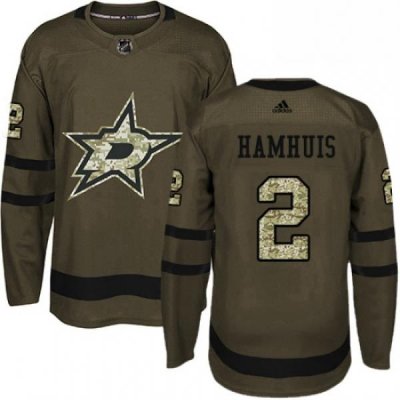 Mens Adidas Dallas Stars 2 Dan Hamhuis Authentic Green Salute to Service NHL Jersey