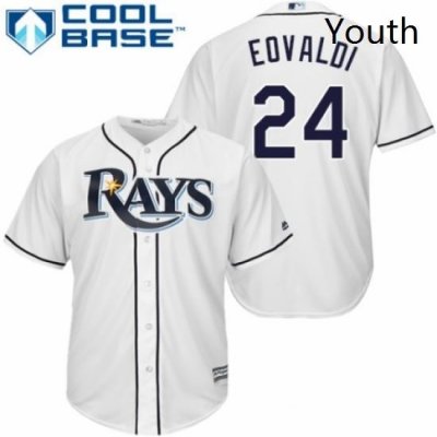 Youth Majestic Tampa Bay Rays 24 Nathan Eovaldi Replica White Home Cool Base MLB Jersey