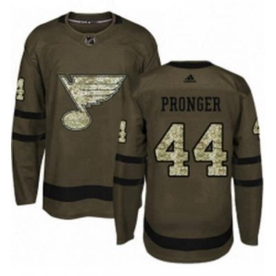 Mens Adidas St Louis Blues 44 Chris Pronger Authentic Green Salute to Service NHL Jersey