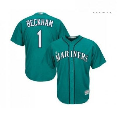 Mens Seattle Mariners 1 Tim Beckham Replica Teal Green Alternate Cool Base Baseball Jersey