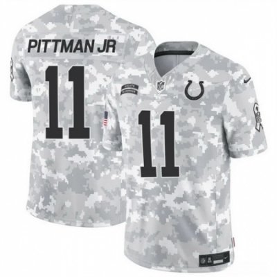 Men Indianapolis Colts 11 Michael Pittman Jr  2024 F U S E Arctic Camo Salute To Service Limited Stitched Football Jersey