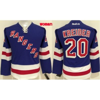 Rangers #20 Chris Kreider Blue Womens Home Stitched NHL Jersey