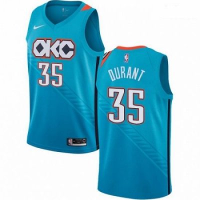 Mens Nike Oklahoma City Thunder 35 Kevin Durant Swingman Turquoise NBA Jersey City Edition