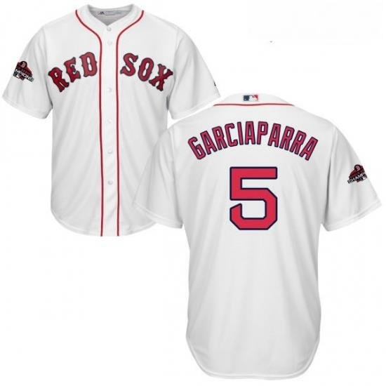 Youth Majestic Boston Red Sox 5 Nomar Garciaparra Authentic White Home Cool Base 2018 World Series Champions MLB Jersey