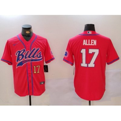 Men Buffalo Bills 17 Josh Allen Red Cool Base Stitched Baseball Jersey 1