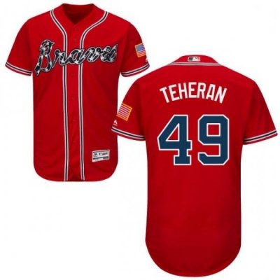 Mens Majestic Atlanta Braves 49 Julio Teheran Red Alternate Flex Base Authentic Collection MLB Jersey