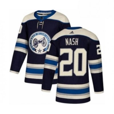 Mens Adidas Columbus Blue Jackets 20 Riley Nash Premier Navy Blue Alternate NHL Jersey