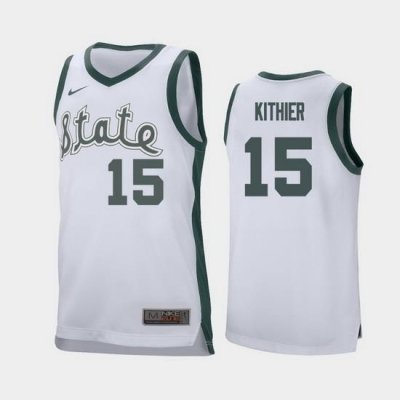 Michigan State Spartans Thomas Kithier White Retro Replica Men'S Jersey