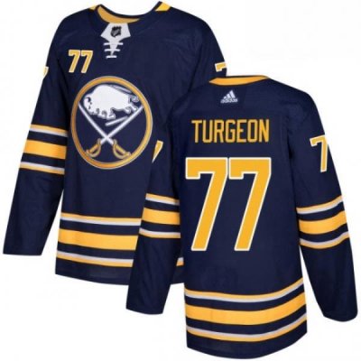 Mens Adidas Buffalo Sabres 77 Pierre Turgeon Premier Navy Blue Home NHL Jersey